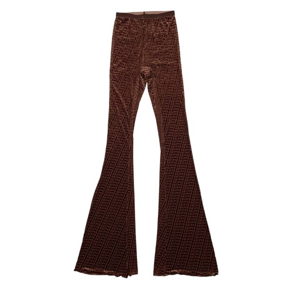 Skims Velvet Flare Legging Pant 2XS XXS Chestnut Brown Allover Logo Print Sheer - Picture 1 of 11